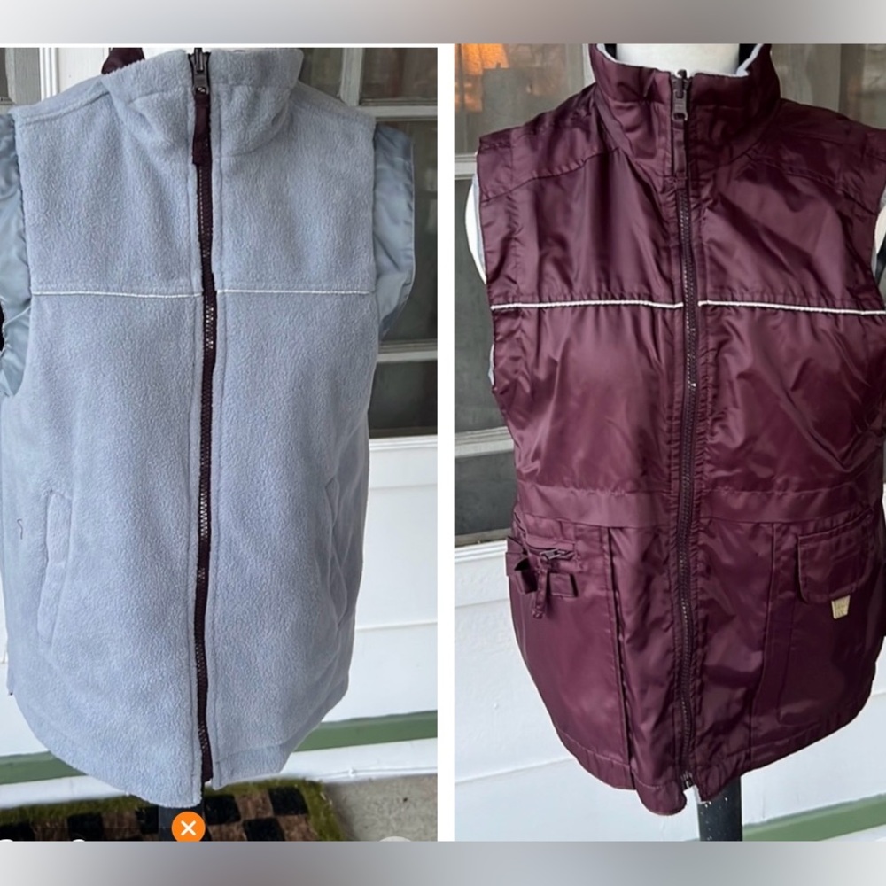 Route 66 Women's Reversible Vest - Gray and Burgundy